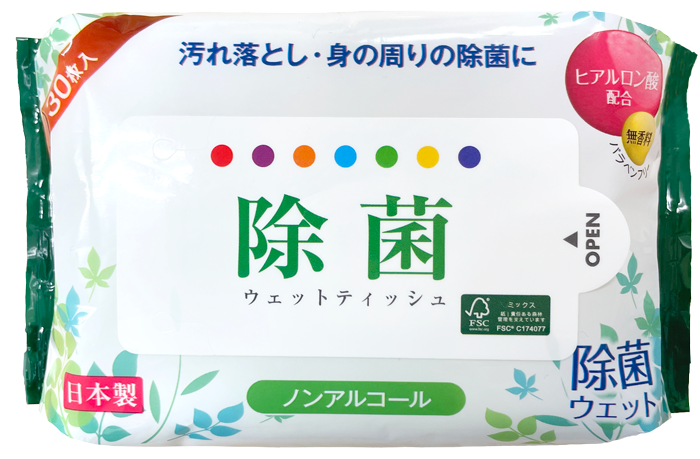 7days,除菌ウェット leaf ノンアルコール30枚入