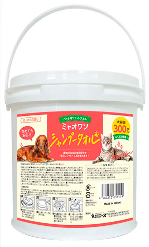 ミャオワン シャンプータオル 本体300枚入バケツタイプ